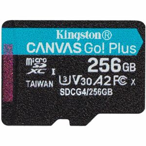 Kingston Canvas Go! Plus 256 GB microSDXC - 1 Pack - 200 MB/s Leitura - 160 MB/s Gravar