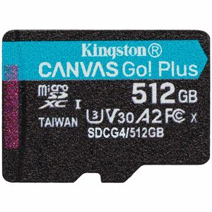Kingston Canvas Go! Plus 512 GB microSDXC - 1 Pack - 200 MB/s Leitura - 160 MB/s Gravar