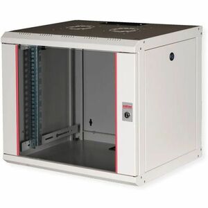 Roline 9U Wandmontierbar Geschlossener Schrank Rackschrank für Networking370 mm Rack Depth - Hellgrau - Glas, Stahl, Blech