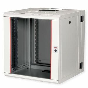 Roline 12U Wandmontierbar Geschlossener Schrank Rackschrank für Networking450 mm Rack Depth - Hellgrau - Glas, Stahl, Blec
