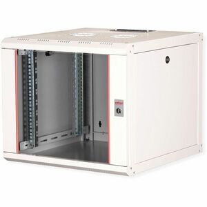 Roline 9U Wandmontierbar Geschlossener Schrank Rackschrank für Networking450 mm Rack Depth - Hellgrau - Glas, Stahl, Blech