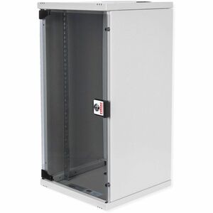 Roline 12U Wandmontierbar Geschlossener Schrank Rackschrank für Networking270 mm Rack Depth - Hellgrau - Glas, Stahl, Blech