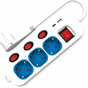 Roline PowerBar Steckdosenleiste - Typ F (CEE 7/7) - 1 x USB Typ A, 1 x USB Typ C, 3 x Typ F - 1,50 m Kabel - 250 V AC Vol