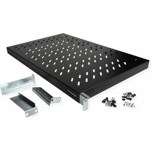 Roline 1U Rackmount Rack-Regal für Speichermedien, Gehäuse, Schrank, Server, Networking - Schwarz - Stahl, Blech - 50 kg M