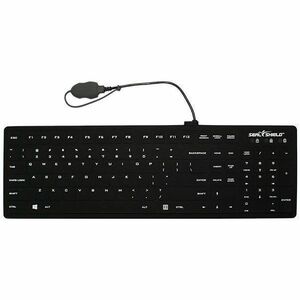 Seal Silk Pro Keyboard Black - Full Size - Washable & Waterproof - IP68 certified - Compatible with industrial-grade clean