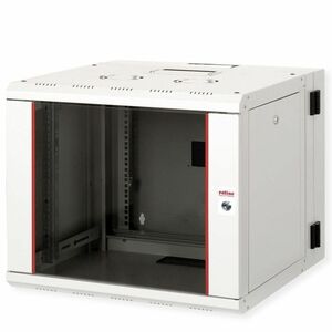 Roline 9U Wall Mountable Enclosed Cabinet Rack Cabinet for Networking450 mm Rack Depth - Light Grey - Glass, Steel, Sheet 
