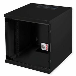 Roline 6U Wall Mountable Enclosed Cabinet Rack Cabinet for Network Equipment270 mm Rack Depth - Jet Black - Glass, Sheet S