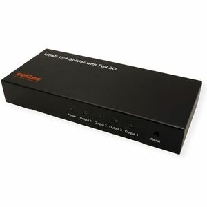 Roline 4-way HDMI Splitter - Black - 1920 x 1200 - 1 x HDMI In - 4 x HDMI Out