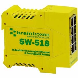 Brainboxes SW-518 Ethernet Switch - 8 Ports - Gigabit Ethernet - 10/100/1000Base-T - 2 Layer Supported - 6.50 W Power Cons