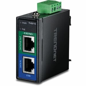 TRENDnet TI-IG215 PoE+ Injector - TAA Compliant - 48 V DC, 57 V DC Input - 1 x 2.5 Gigabit Ethernet Input Port(s) - 1 x 2.