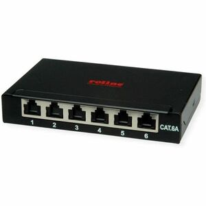 ROLINE Mini-Patchpanel, Kat.6A (Class EA), 6x RJ45, 0,5HE, geschirmt, schwarz