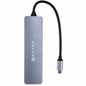 Naceb Base de conexión - Lector de tarjeta memoria - SD, TransFlash - Gris - 4 x puertos USB - 3 x USB 3.0 - USB tipo-C - 