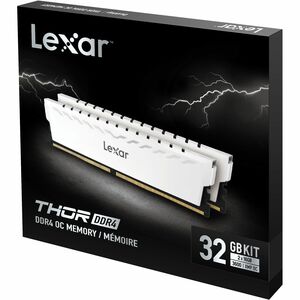 Module mémoire Lexar® THOR DDR4 3600 UDIMM XMP avec dissipateur thermique, Kit 32Go (2x16Go). Pack de deux, couleur blanch
