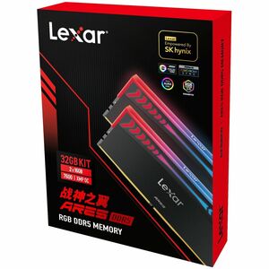 Module mémoire gaming Lexar® Ares DDR5 2nd génération 7600 CL36 1,4 V avec dissipateur thermique et éclairage RGB, Kit 32G