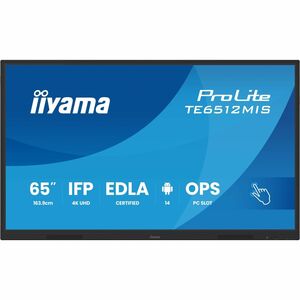 iiyama TE6512MIS-B4AG 1651 mm 4K UHD LCD Collaboration Display - ARM Cortex A72 + A53 - 8 GB - Touchscreen - 16:9 Seitenve