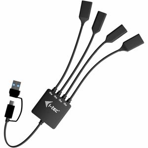 i-tec USB Hub - USB Type A, USB Type C - 640 MB/s - Keyboard, Mouse, Flash Drive, Mobile Device - 4 Total USB Port(s) - PC