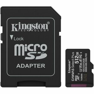 Kingston Canvas Select Plus 512 GB Class 10/UHS-I (U3) V30 microSDXC - 1 - 150 MB/s Read - Lifetime Warranty