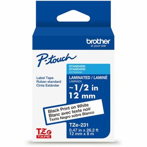 Brother P-touch Cinta para etiquetas - 12mm Ancho - Blanco - Laminada - duradero, Resistente a la abrasión, Resistente a s