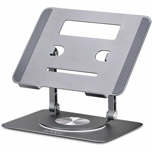 StarTech.com Rotating Laptop Stand, 360 Swivel, Ergonomic Desk Riser for Computer, Adjustable Height/Tilt, Max 11lb, Alumi