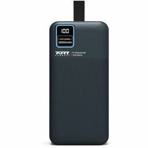 Port Designs Powerbank Port Connect - Pour Tablette PC, Smartphone, Dispositif GPS, Casque - 30000 mAh - 2,10 A - 5 V DC Sortie - Coonecteur USB Type-C - 3 x USB - Ecran LCD, Indicateur LED, Compacte, Robuste