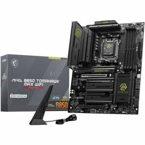 MSI MAG B850 TOMAHAWK MAX WIFI Gaming Desktop Motherboard - AMD B850 Chipset - Socket AM5 - ATX - Ryzen 7 Processor Supported - 256 GB DDR5 SDRAM Maximum RAM - DIMM, UDIMM - 4 x Memory Slots - Gigabit Ethernet - IEEE 802.11 a/b/g/n/ac/ax/be - HDMI - 4 x SATA Interfaces