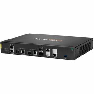 Hewlett Packard Enterprise Aruba 9100 9106 Router - TAA-konform - 4 Anschlüsse - 3 RJ-45 Port(s) - 1 WAN Port(s) - PoE Ports - Management-Port - 4 SFP (Mini-GBIC) Steckplätze, SFP+ Steckplätze - 10 Gigabit Ethernet - 1U - Rackmontage