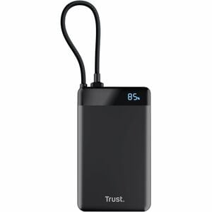 Trust Computer Powerbank Trust Fiera - Pour Smartphone, Tablette PC, Notebook - 2 x Type-C 20W - Lithium Ion Polymère - 10000 mAh - 20 W - Coonecteur USB Type-C - 2 x USB - Affichage LED, Slim, Protection contre les surcharges, Protection Court-Circuit, Protection anti-surchauffe, Protection contre les surcharges., Voyant de niveau de charge de la batterie, Câble intégré