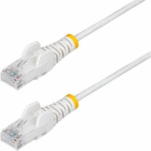 StarTech 25cm White Slim CAT6 Ethernet Cable, Snagless RJ45, UTP, LSZH, 28AWG Pure Bare Copper, Slim Network Patch Cord - 