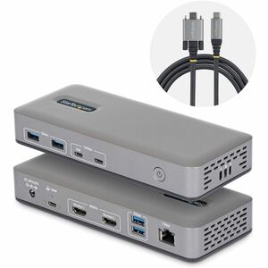 StarTech Dual-Monitor USB-C Docking Station, HDMI, 4K 60Hz, 100W Laptop Charging, 1GbE, Driverless, Multi-Monitor Dock - C