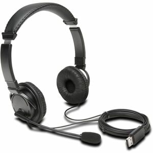 Kensington Wired Over-the-head, Over-the-ear Stereo Headset - Black - Binaural - Circumaural - 182.9 cm Cable - Noise Canc