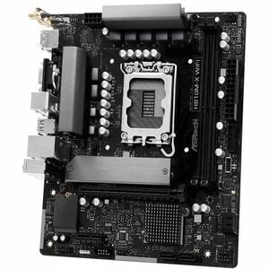 Placa base de escritorio para juegos ASRock H810M-X WiFi - Intel H810 Conjunto de Circuitos Integrados - Socket LGA-1851 - Micro ATX - 128GB DDR5 SDRAM Maximum RAM - DIMM, UDIMM, CUDIMM - 2 x Ranuras de Memoria - Gigabit Ethernet - 2.5Gigabit Ethernet - IEEE 802.11a/b/g/n/ac - HDMI - DisplayPort