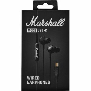 Marshall Mode Wired Earbud Stereo Earset - Black - Binaural - In-ear - 16 Ohm - 20 Hz to 20 kHz - USB Type C