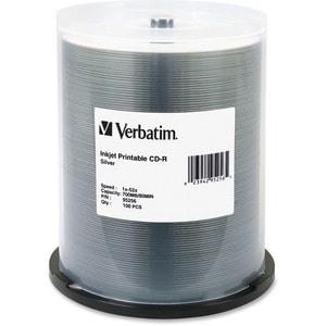 Verbatim 95256 CD Recordable Media - CD-R - 52x - 700 MB - 100 Pack Spindle - 120mm - Printable - Inkjet Printable - 1.33 