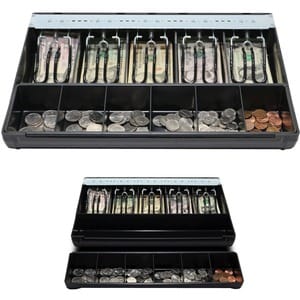 apg® Cash Drawer PK-15U-6-BX Universal Till - 5 Bill x 6 Coin - Wire with plastic coating hold-downs, Adjustable Bill Widt