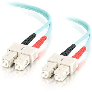 C2G-1m SC-SC 10Gb 50/125 OM3 Duplex Multimode PVC Fiber Optic Cable - Aqua - Fiber Optic for Network Device - SC Male - SC