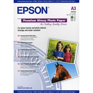 Epson Premium C13S041315 Inkjet Photo Paper - A3 - 297 mm x 420 mm - 255 g/m² Grammage - Glossy - 20 Sheet