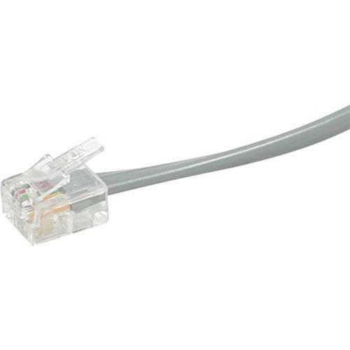 C2G 50ft RJ11 6P4C Straight Modular Cable - RJ-11 Male - RJ-11 Male - 50ft - Satin Silver