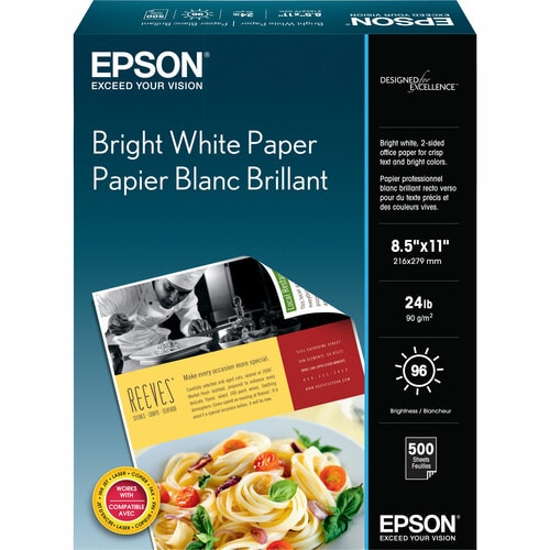 Epson Inkjet Paper - 108 Brightness - 95% Opacity - Letter - 8 1/2" x 11" - Ultra Smooth - 500 / Box