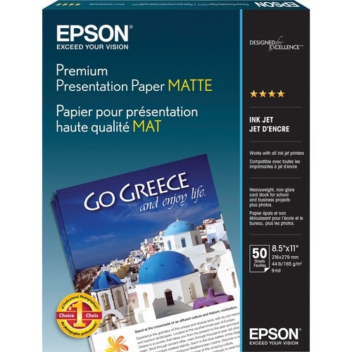 Epson Premium Matte Inkjet Presentation Paper - 97 Brightness - 94% Opacity - Letter - 8 1/2" x 11" - 44 lb Basis Weight -
