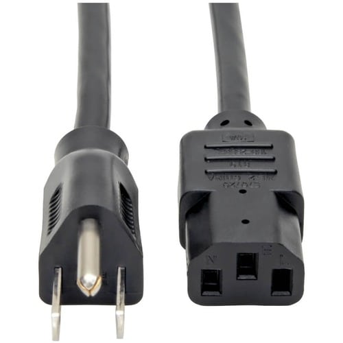 Eaton Tripp Lite Series Desktop Computer Power Cable, NEMA 5-15P to C13 - 10A, 125V, 18 AWG, 12 ft. (3.66 m), Black - (NEM