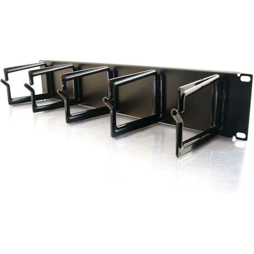 C2G 2u (3.5in) Cable Management Panel with 5 D-Rings - D-ring - Black - 2U Rack Height x 19" Panel Width