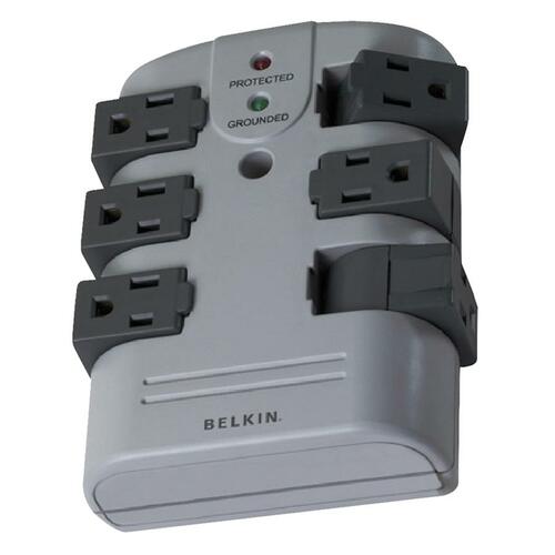 Belkin Pivot Plug Outlet Wallmount Surge Protector - 6 x AC Power - 1080 J