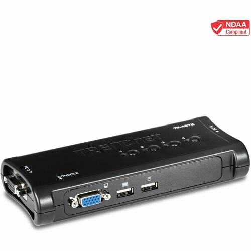 TRENDnet 4-Port USB KVM Switch Kit, VGA And USB Connections, 2048 x 1536 Resolution, Cabling Included, Control Up To 4 Com