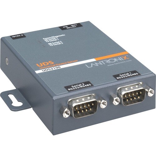 Lantronix 2 Port Serial (RS232/ RS422/ RS485) to IP Ethernet Device Server - US Domestic 110 VAC - Convert from RS-232; RS