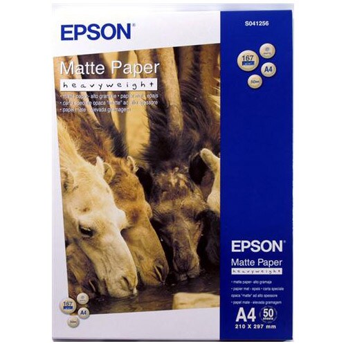 Epson C13S041256 Inkjet Matte Paper - A4 - 210 mm x 297 mm - 167 g/m² Grammage - Matte - 50 Sheet - Heavyweight, Light Res
