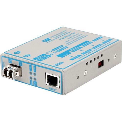 FlexPoint 1000Mbps Gigabit Ethernet Fiber Media Converter RJ45 LC Multimode 550m - 1 x 1000BASE-T; 1 x 1000BASE-SX; US AC 