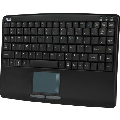 Adesso AKB-410UB Slim Touch Mini Keyboard with Built in Touchpad - USB - 88 Keys - Black
