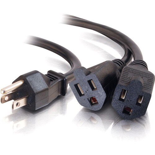 C2G 18in 1-to-2 Power Cord Splitter - 16 AWG - NEMA 5-15P to NEMA 5-15R - 14"