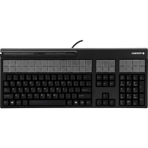 CHERRY G86-71410 LPOS (Large Point of Sale) Black Wired MSR Keyboard - Full Size - Fully Programmable - 42 Relegendable Ke