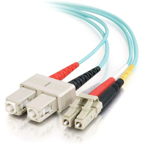 C2G-3m LC-SC 10Gb 50/125 OM3 Duplex Multimode Fiber Optic Cable (Plenum-Rated) - Aqua - Fiber Optic for Network Device - L